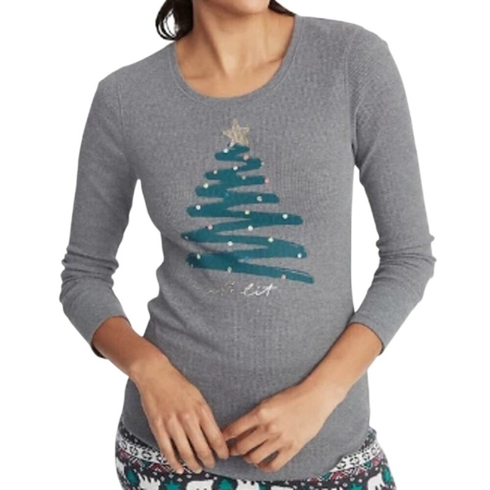 Old Navy Waffle Thermal Long Sleeve Top Gray  Womens Medium